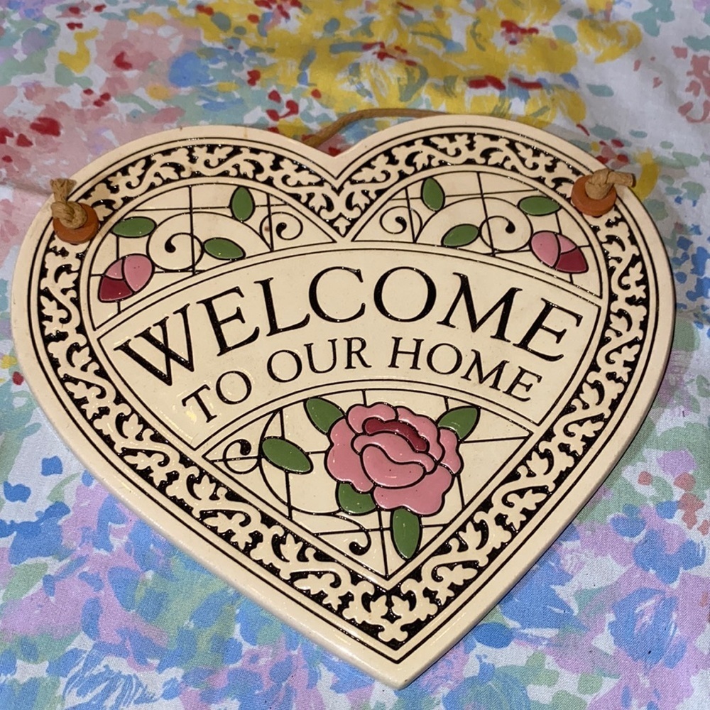 Spooner Creek Michael Macone Heart Shaped Welcome to Our Home Plaque Wall Tile